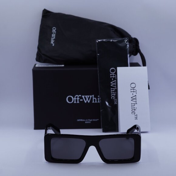 Off-White OERI140 TROY 1007 Rectangle Sunglasses – Black/Dark Grey - Picture 2 of 9